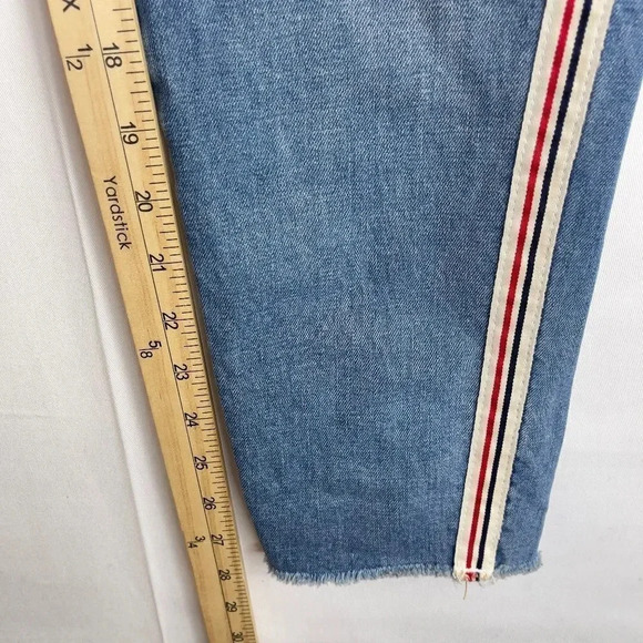 Aqua Denim Jeans w/Multi Color Side Stripes - Picture 3 of 11